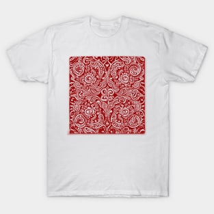 Paisley Print - Crimson Aesthetic T-Shirt